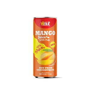 240ml nước ép xoài vinut đóng hộp với bột giấy (làm giàu vitamin C, không thêm đường, không calo) từ nước ép trái cây thật