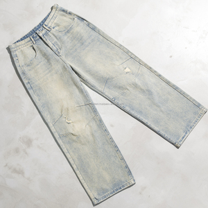 Nuevas llegadas ropa de calle de alta calidad Hip Hop Vintage desgastado de talla grande personalizado Denim Baggy Designer Men Jeans - Product Image 5