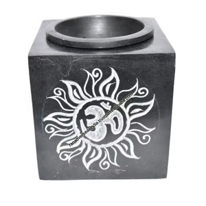 Om – brûleur à huile en pierre à savon peinte, écologique, vente en gros, diffuseur d'huiles essentielles, chauffe-cire en pierre à savon - Product Image 2