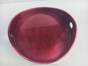 Bandeja redonda de madera lacada en madreperla de tamaños personalizados de calidad superior para decoración del hogar y almacenamiento de alimentos al por mayor - Product Image 3