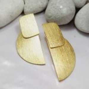 Brass Gold Plated Stud and Hoop <b>Earrings</b> with <b>Opal</b> Pearl Diamond - Product Image 1