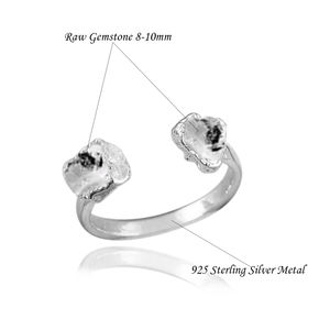 925 Sterling Silver Adjustable <b>Family</b> <b>Birthstone</b> <b>Ring</b> Double Apatite Gemstones Waterproof Electroplated Stylish Fashion Jewelry - Product Image 3