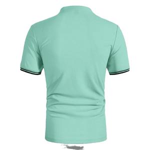 T-shirt décontracté pour homme, tricoté sur mesure, couleur unie, fin, sans boutons, manches courtes, grande taille, 100 % coton, anti-boulochage, haute qualité - Product Image 4