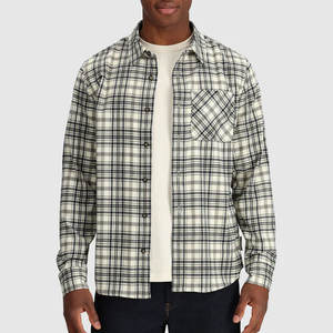 Chemises en flanelle lourdes à coupe ample de haute qualité personnalisées pour hommes, motif à carreaux foncé, mode d'automne, à manches longues, respirantes et décontractées - Product Image 5