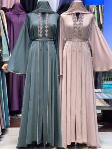 Abaya Kaftan de Luxe pour Femme 2026 Dubaï, en Polyester, Modeste, Hiver, Magnifique Design Marocain, Broderie Main, Paillettes, Respirant, Long - Product Image 3