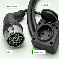 Câble de décharge V2L pour VE 22 kW 32 A 7 m Type 2 vers prise Schuko – Alimentation extérieure véhicule-chargeur