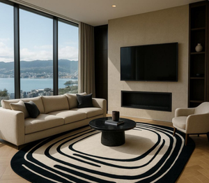 Tapis en laine faits main à la tuftage manuel, rayés, à motifs abstraits, taille et couleur personnalisables pour la maison, le bureau ou la chambre. - Product Image 3