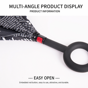 Promotional Gifts Automatic Open 23 Inch Reverse Double Layers <b>Windproof</b> 50mph Custom Logo C Shape Handle Straight <b>Umbrella</b> - Product Image 3