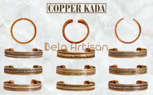 สร้อยข้อมือแฟชั่นแนวโบราณของ Bela Artisian กำไลข้อมือทองแดงที่ออกแบบมาอย่างสวยงามสายทองแดงกว้างพร้อมตะขอแม่เหล็กช่อง - Product Image 3