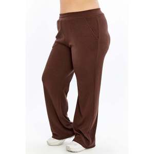 Pantalones de Punto RMG para Mujer, Talla Grande, Corte Holgado, Color Marrón, Poliéster y Elastano, para Comodidad y Estilo Diarios - Product Image 4