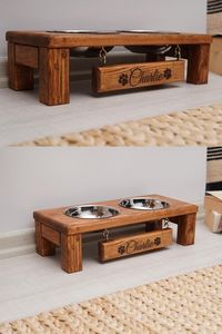 Solid Hardwood Modern Design Eco-Friendly Handmade <b>Pet</b> Feeding Stand | Premium Finish | Indoor Use | Wholesale Manufacturer - Product Image 2
