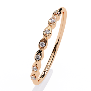 Bague en or massif 18 carats avec diamant naturel, design feuille, minimaliste, empilable, alliance de mariage, fabricant de bijoux en gros, Inde - Product Image 2
