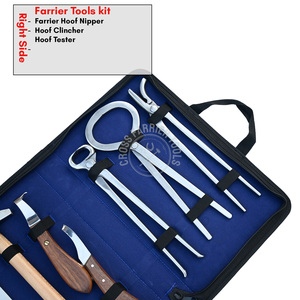 Ensemble d'outils de maréchal-ferrant robustes : testeur de sabots, pince à ébarber, couteau à ébarber droit, couteau à boucle large et marteau de forgeur incurvé - Product Image 3