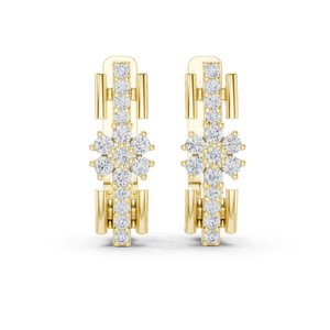 Pendientes de Aro Redondos con Moissanita, Plata de Ley 925, Engaste de Garras, Curvos con 30 Piedras - Product Image 3