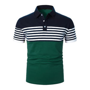 เสื้อโปโลกอล์ฟวินเทจสำหรับผู้ชายเสื้อคอตตอนโพลีเอสเตอร์เสื้อเจอร์ซีย์แขนสั้นสีตัดกันโลโก้ออกแบบได้ตามต้องการ - Product Image 2