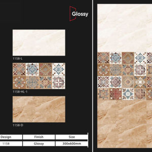 Carreaux muraux en céramique modernes pour intérieur, 300x600mm, salle de bain, cuisine, finition brillante, mate, effet sucre, design mural intérieur luxueux - Product Image 1