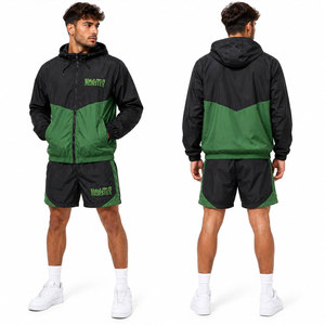 Running Track Fitness Activewear Windbreaker Shorts <b>Set</b> Men's Premium Lightweight Outdoor Windbreaker Shorts <b>Set</b> - Product Image 2