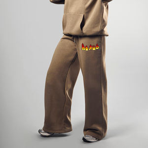 Pantalones de pierna ancha de invierno de gran tamaño con logotipo bordado personalizado OEM/ODM, ropa informal de lana de poliéster/algodón de alta calidad a la cadera - Product Image 1