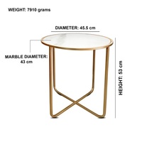 Petite table d'appoint ronde moderne en métal avec dessus en marbre de haute qualité, parfaite pour la décoration du salon, de la chambre ou du bureau.