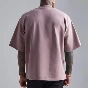 T-shirt de gymnastique de logo personnalisé de haute qualité pour hommes conception d'épaule tombante avec le matériel de toile de coton du fabricant - Product Image 6