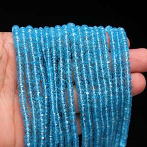 El más vendido Cuentas de piedra natal de Diciembre Hermoso Topacio azul cielo natural Facetado Rondelle Forma de 4mm para la fabricación de joyas y manualidades - Product Image 3