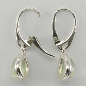 Pendientes colgantes de lágrima de Prehnita verde pera gota Pendientes de Plata de Ley 925 para mujeres y niñas en fiesta de boda, Hldi - Product Image 3