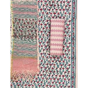 Unstitched <b>Block</b> <b>Printed</b> Cotton Kota Doriya Dupatta with Heavy Salwar Kameez Pakistani Style Indian Dress Suit - Product Image 1