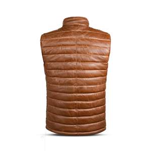 Chaleco Acolchado de Piel de Cordero Color Mostaza para Mujer SF006, Ropa de Invierno, Estilo Vintage con Bordado, Forro de Piel, Relleno de Algodón, PU - Product Image 2