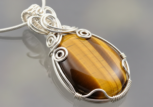 Natural Tiger Eye Oval Wrapped Pendant <b>Necklace</b> for <b>Men</b> & Women Handmade Healing <b>Crystal</b> Jewelry - Product Image 3