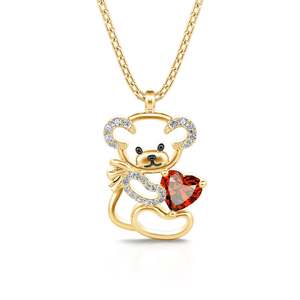จี้รูปหัวใจหมีเท็ดดี้ Jeulia Fall in Love ทำจากเงินแท้ ของขวัญวันครบรอบสุดน่ารัก - Product Image 1