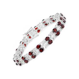 สร้อยข้อมือพลอยโกเมนทรงวงรีสไตล์คลาสสิกคุณภาพสูงพลอยสังเคราะห์พลอยเทียมและพลอยสังเคราะห์สำหรับคืนแรกเกิดหินสีเงินชุบทอง - Product Image 1