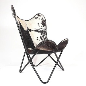 Foldable Cowhide Leather Butterfly <b>Chair</b> <b>for</b> Home Office Garden Bedroom Outdoor Use-Rustic Style Leisure <b>Chair</b> - Product Image 2