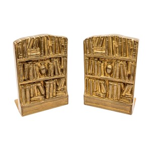 Pair of Modern Brass Book Case <b>Bookends</b> for Birthday - Product Image 1