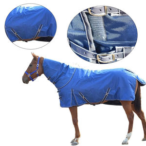 Gran oferta de productos de equipo para caballos, conjunto de alfombra de espectáculo de algodón de caballo estable transpirable con cubierta para el cuello, alfombras de caballo transpirables impermeables - Product Image 6