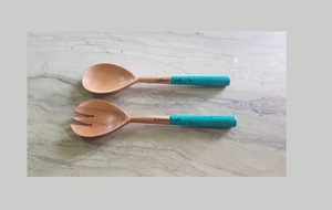 Outils de serveur de salade en bois de mangue naturel de qualité supérieure ensemble de couverts en bois cuillère fourchette pour la maison cuisine ustensiles de cuisine vaisselle - Product Image 6