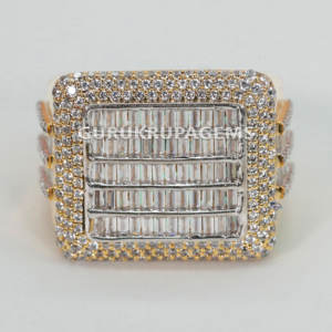 Anillo de Hip Hop redondo y Baguette de lujo elaborado con Plata de Ley 925 con diamante de moissanita de claridad VVS mejorada - Product Image 1