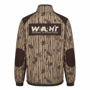Veste de chasse camouflage homme effet écorce d'arbre vieilli coupe-vent col montant en nylon froissé avec patch brodé - Product Image 2