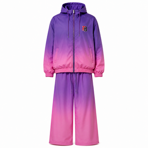 Purple Pink Gradient Tracksuit Set Full <b>Zip</b> <b>Hooded</b> Windbreaker Wide Leg Pants Streetwear Unisex Adult Lightweight Polyester Made - Product Image 1