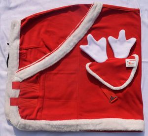 แผ่นผ้าห่มพรมฟลีซคริสต์มาสสําหรับม้าสวมเครื่องแต่งกายแฟนซีพร้อมฝาครอบหู - Product Image 4