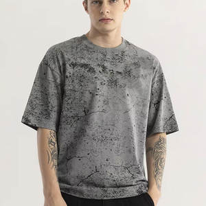 T-shirts personnalisés T-shirts en coton délavés à l'acide T-shirts à col rond sérigraphiés surdimensionnés pour hommes - Product Image 5