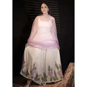 Conjunto de Traje para Mujer, Blanco, Vintage, Modal/Algodón, Tejido de Punto, Corte Holgado, Secado Rápido, Patrón Pintado a Mano, Elegante, Contemporáneo, Étnico - Product Image 4