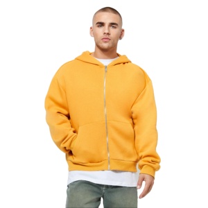 Sweat-shirts à capuche personnalisés de haute qualité, jaunes, lavés, à épaules tombantes, 100% coton molletonné, option de logo personnalisé, streetwear, sweat-shirts pour hommes - Product Image 1