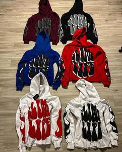 Haute qualité strass goutte épaule Streetwear col rond bouffant impression grande taille unisexe Boxy sweat Logo sweat à capuche personnalisé 500gsm - Product Image 2