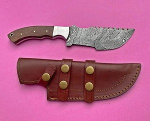 มีดดามัสกัสแบบมีที่จับตัวติดตามทำจากผ้าใบสีน้ำตาลทำด้วยมือหมอนข้างทองเหลืองปรับแต่งได้สำหรับโครงการ DIY - Product Image 4