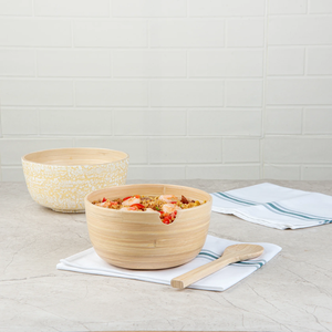 Venta al por mayor logotipo personalizado ecológico hecho a mano ensaladera de bambú hilado juego de cucharas utensilios de cocina hechos en Vietnam - Product Image 6