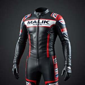 Traje de moto de cuero de carreras | Malik Raza | Armadura CE Compatible - Product Image 1