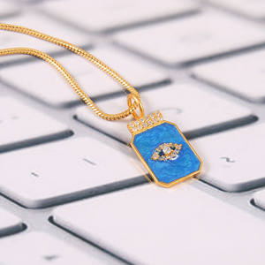 Colgante de ojo de Plata de Ley 925 con esmalte azul, joyería fina hecha a mano para collar de moda o abalorio chapado en rodio - Product Image 6