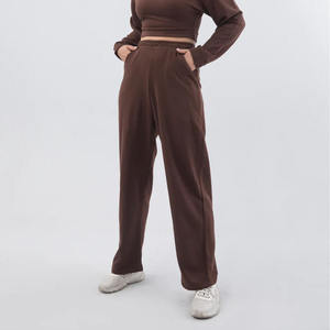 2024 Winter Arrival <b>Women</b> <b>Brown</b> Casual Tracksuit Set <b>Women</b> Cropped <b>Top</b> With Loose Fit Trouser Set <b>Women</b> Cotton Sweat Suit - Product Image 5