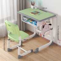Ensemble bureau et chaise d'étude pour étudiants avec cadre incurvé et siège ergonomique réglable en hauteur pour salle de classe