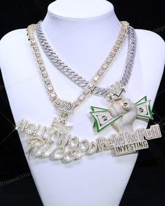 Moissanite Diamant 925 Argent Blanc Plaqué Or Hip Hop Style Rappeur Entièrement Glacé Personnalisé Fait Main Lettre Pendentif Personnalisé - Product Image 2